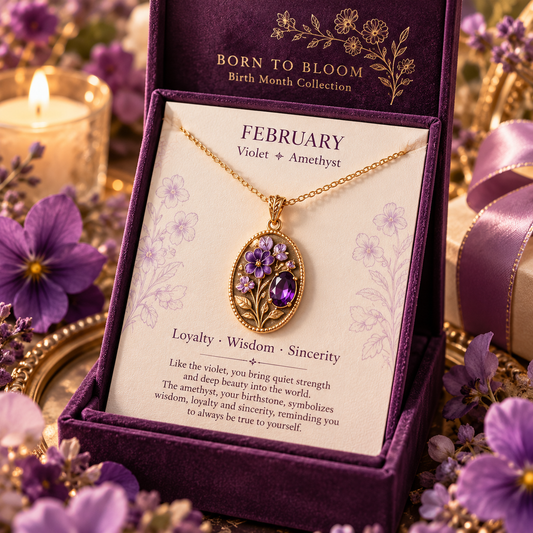 ๐ธ Born to Bloomโข Birth Month Flower & Birthstone Necklace โ A Meaningful Gift for Her