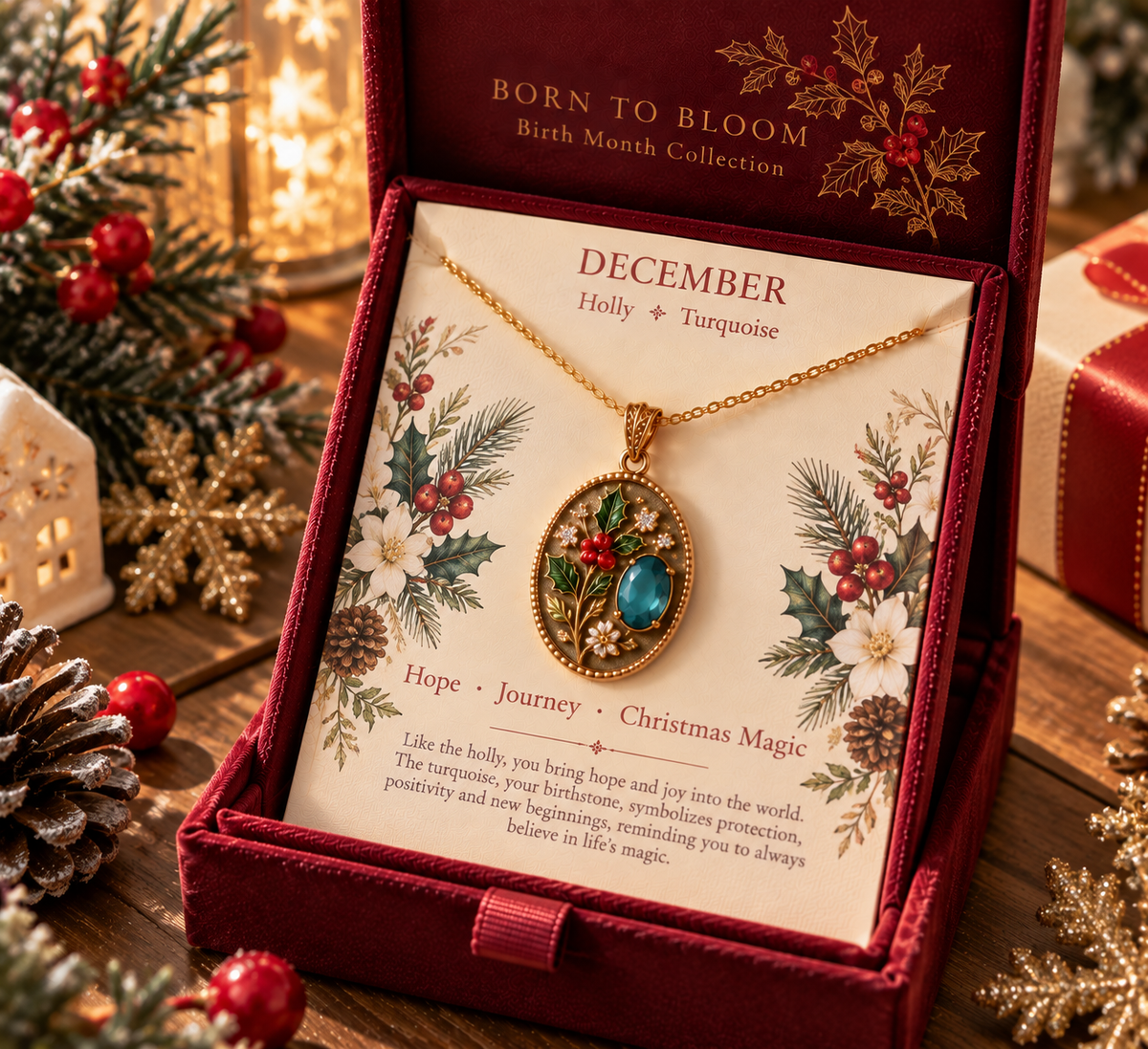 🌸 Born to Bloom™ Birth Month Flower & Birthstone Necklace – A Meaningful Gift for Her