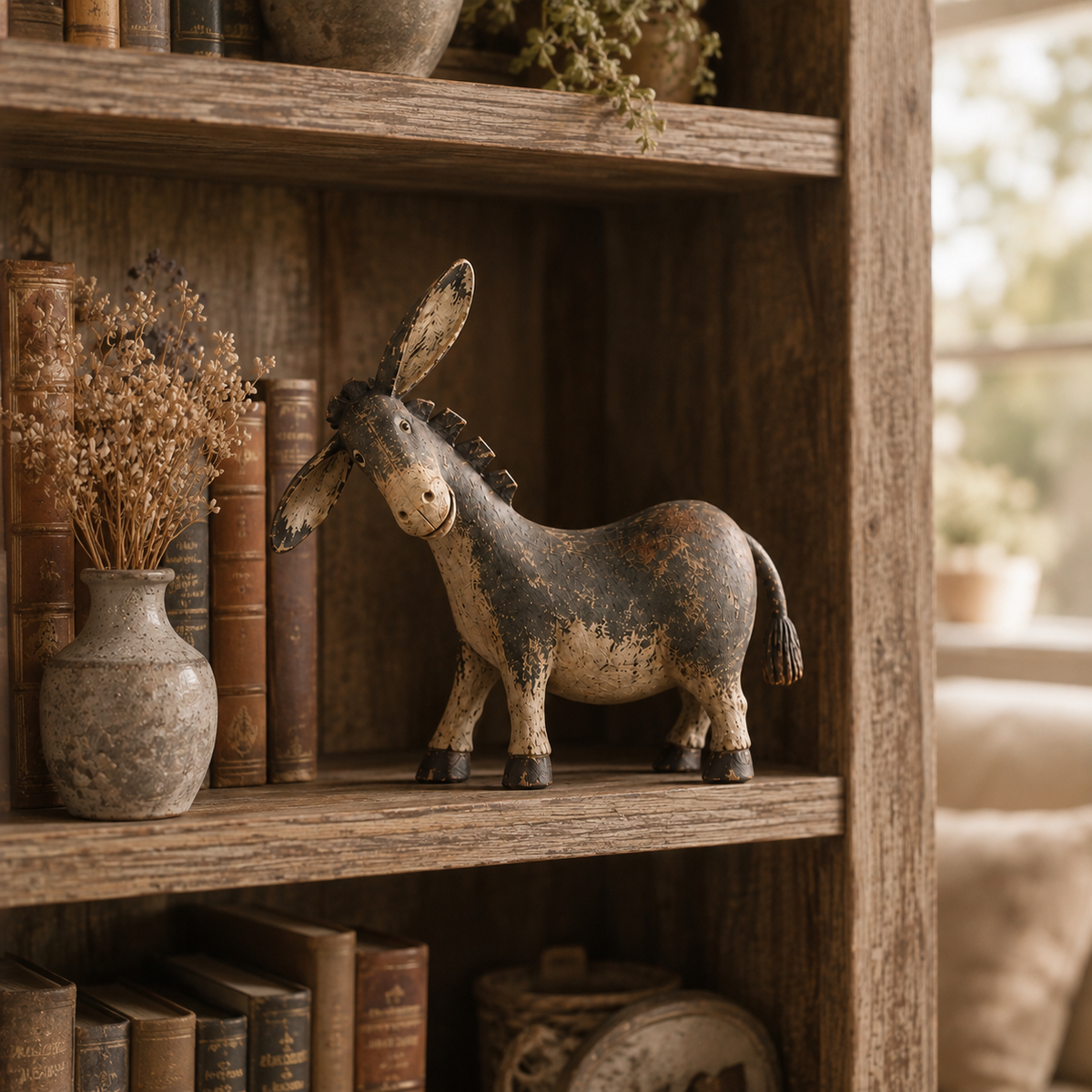 🫏 Rustic Donkey Figurine – Vintage Farmhouse Decor