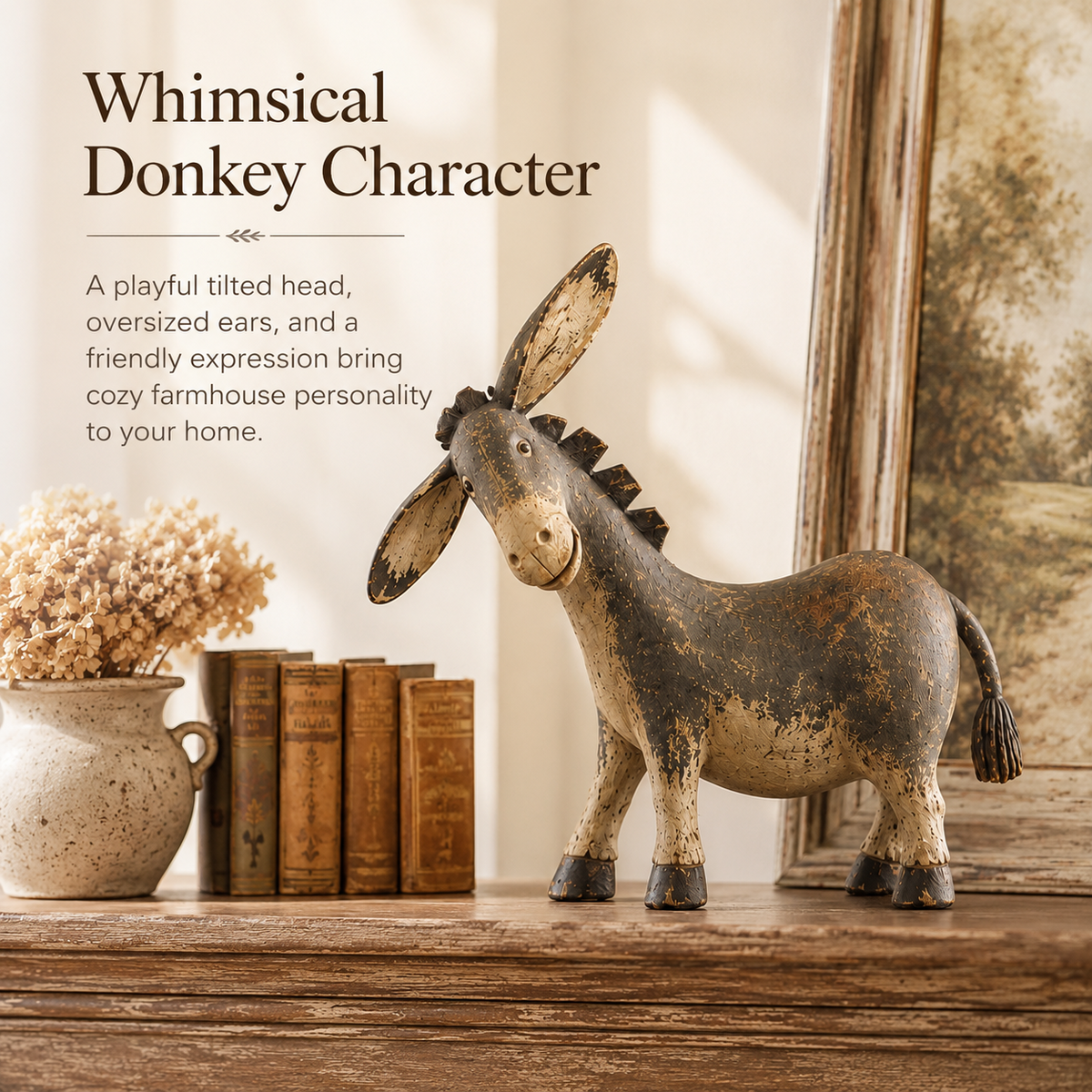 🫏 Rustic Donkey Figurine – Vintage Farmhouse Decor