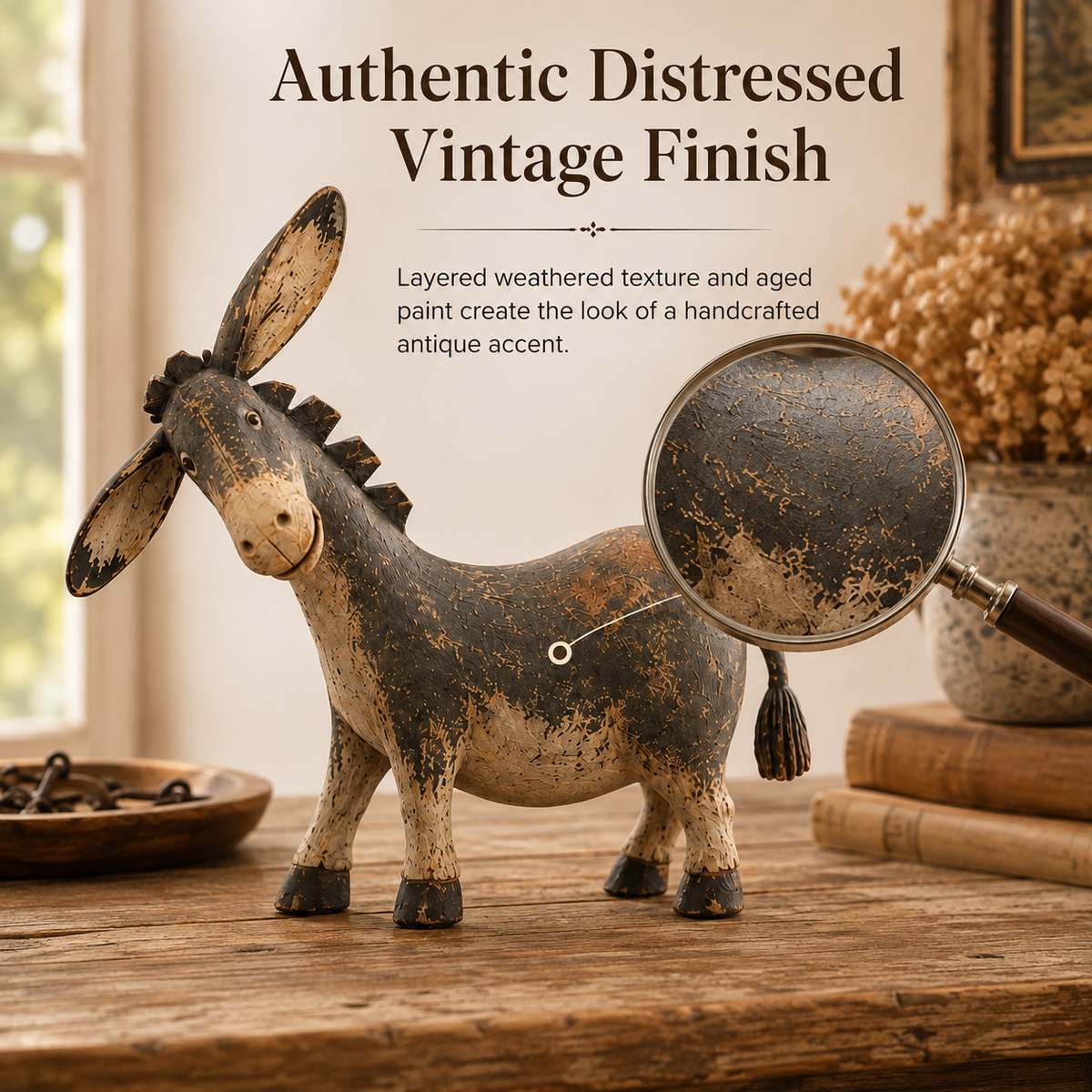 🫏 Rustic Donkey Figurine – Vintage Farmhouse Decor