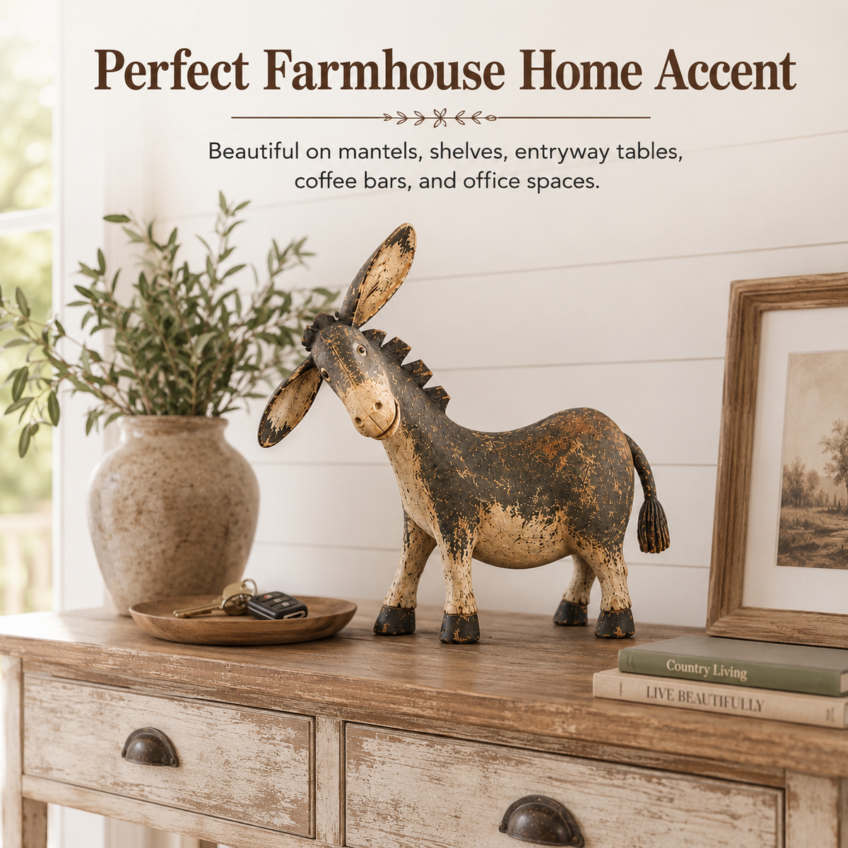 🫏 Rustic Donkey Figurine – Vintage Farmhouse Decor