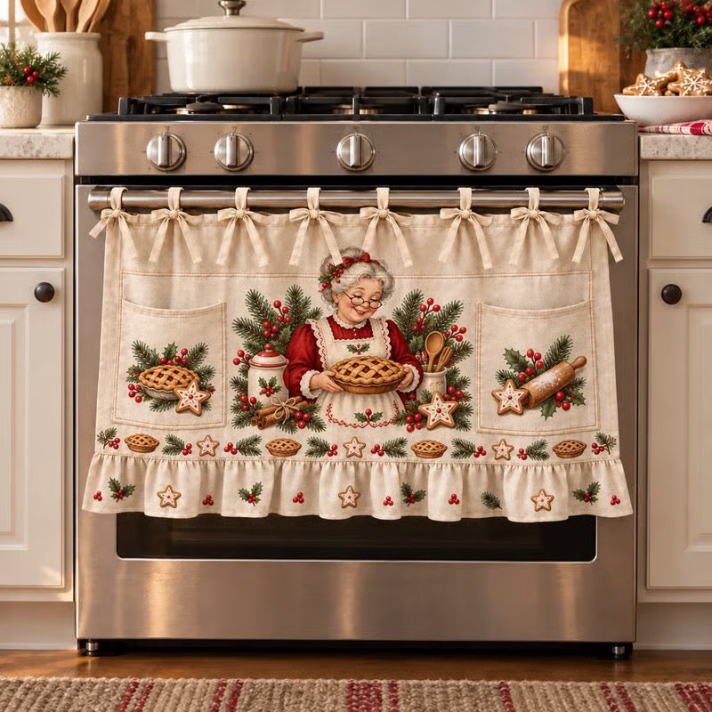 ⏳49% OFF – 🎄 Christmas Kitchen Tie-On Skirt | Festive Holiday Designs with Pockets & Ruffled Trim ✨ - 🍪 Gingerbread Baking Day