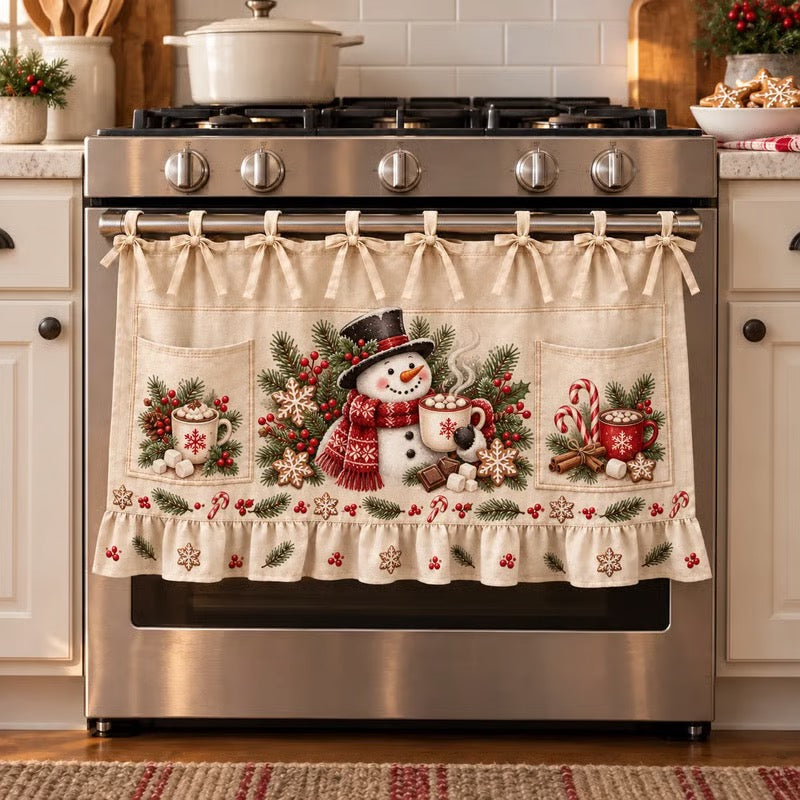 ⏳49% OFF – 🎄 Christmas Kitchen Tie-On Skirt | Festive Holiday Designs with Pockets & Ruffled Trim ✨ - 🍪 Gingerbread Baking Day