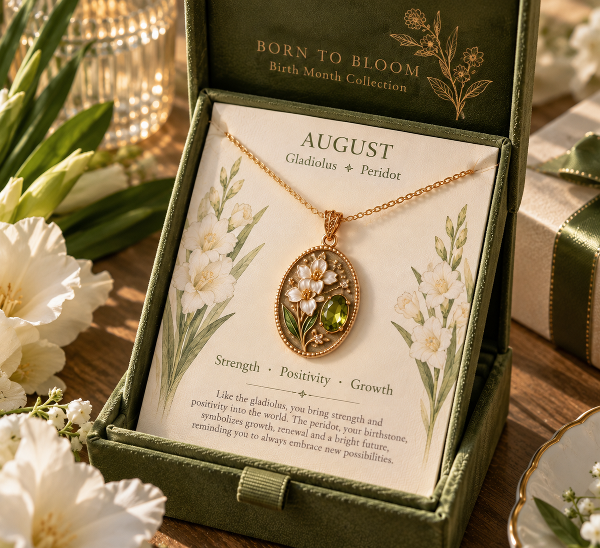 🌸 Born to Bloom™ Birth Month Flower & Birthstone Necklace – A Meaningful Gift for Her