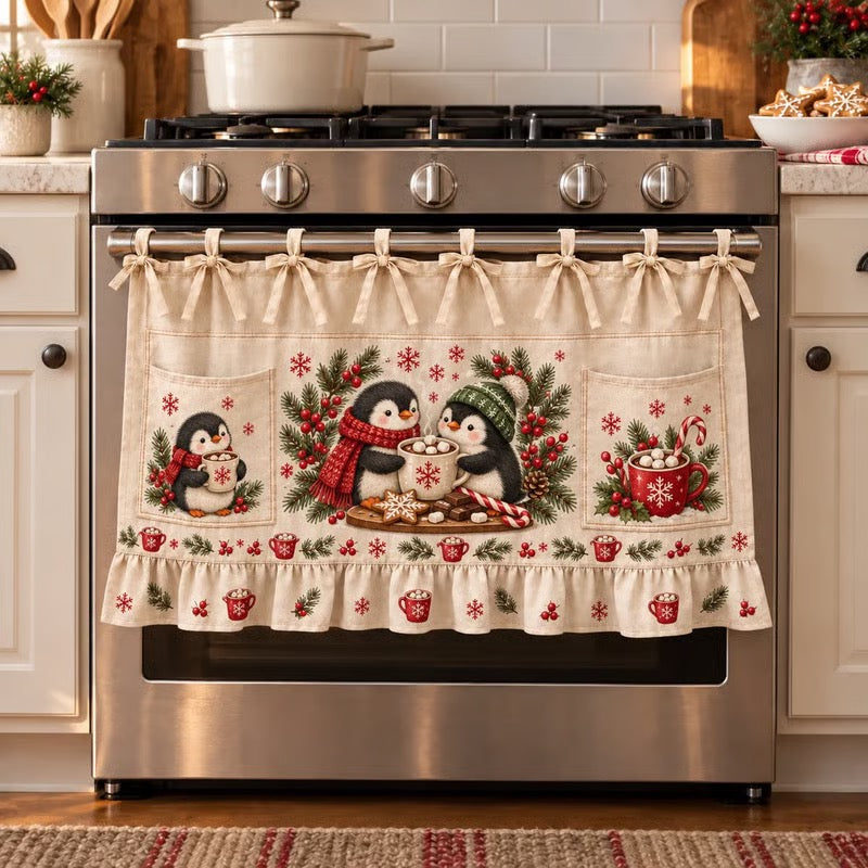 ⏳49% OFF – 🎄 Christmas Kitchen Tie-On Skirt | Festive Holiday Designs with Pockets & Ruffled Trim ✨ - 🍪 Gingerbread Baking Day