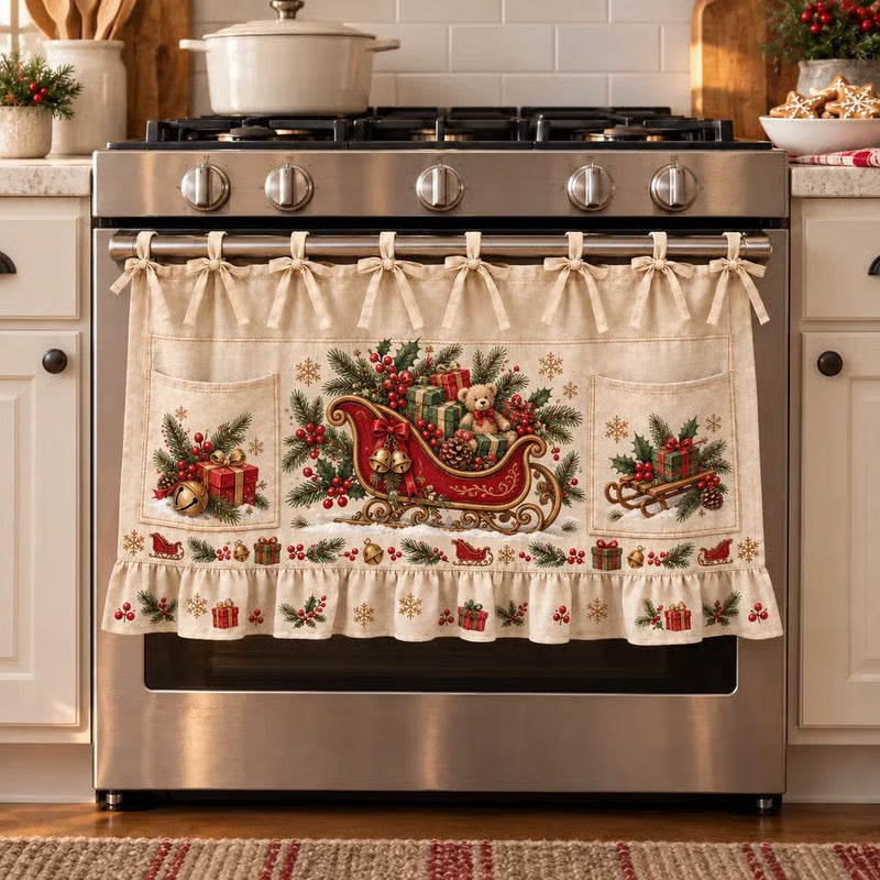⏳49% OFF – 🎄 Christmas Kitchen Tie-On Skirt | Festive Holiday Designs with Pockets & Ruffled Trim ✨ - 🍪 Gingerbread Baking Day