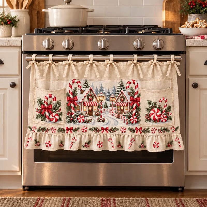 ⏳49% OFF – 🎄 Christmas Kitchen Tie-On Skirt | Festive Holiday Designs with Pockets & Ruffled Trim ✨ - 🍪 Gingerbread Baking Day