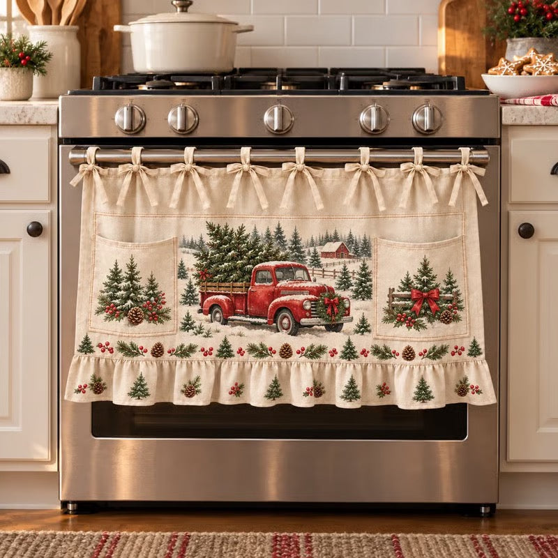 ⏳49% OFF – 🎄 Christmas Kitchen Tie-On Skirt | Festive Holiday Designs with Pockets & Ruffled Trim ✨ - 🍪 Gingerbread Baking Day
