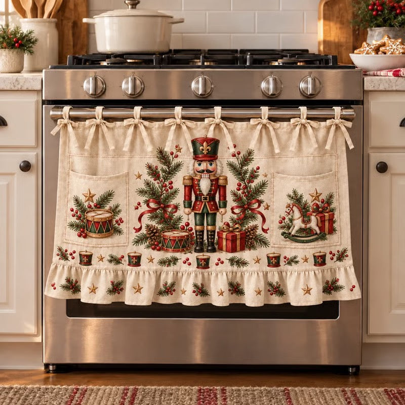⏳49% OFF – 🎄 Christmas Kitchen Tie-On Skirt | Festive Holiday Designs with Pockets & Ruffled Trim ✨ - 🍪 Gingerbread Baking Day