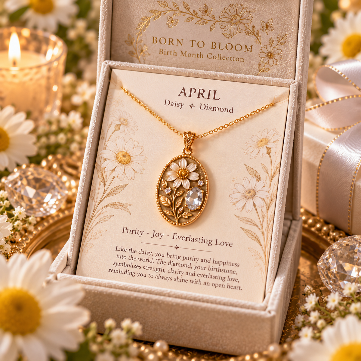 🌸 Born to Bloom™ Birth Month Flower & Birthstone Necklace – A Meaningful Gift for Her