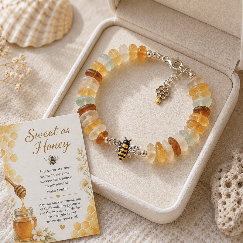 🩵 Sea Glass Blessing Bracelet – A Meaningful Faith-Inspired Gift