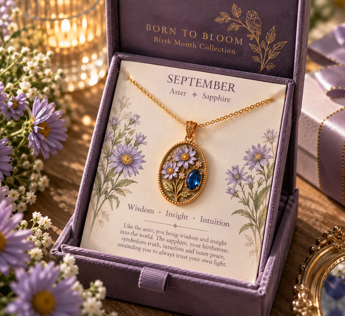 🌸 Born to Bloom™ Birth Month Flower & Birthstone Necklace – A Meaningful Gift for Her