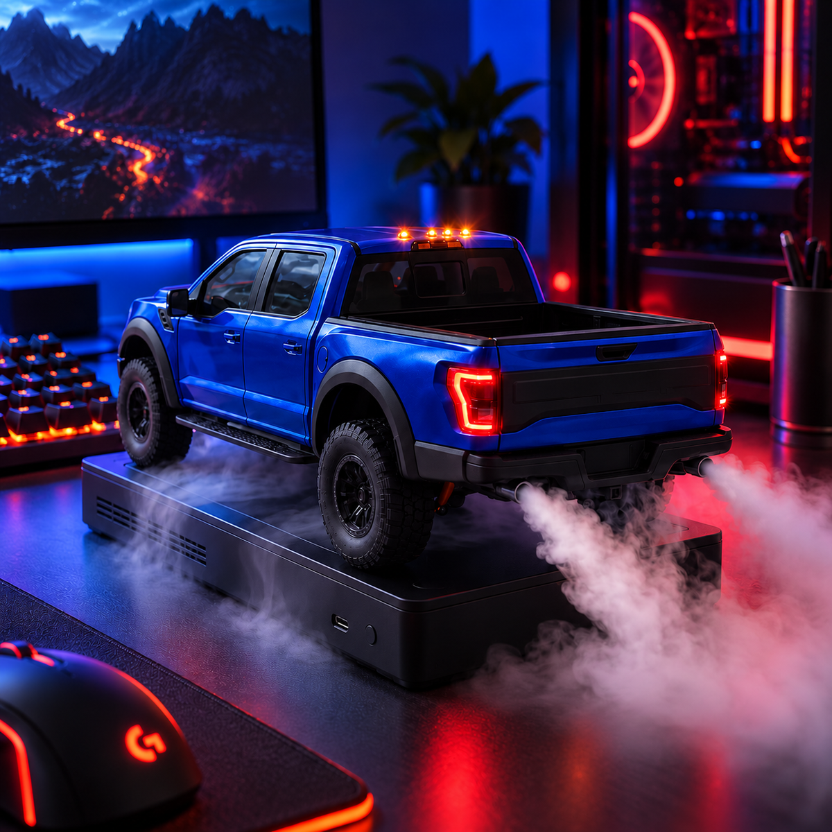 LED Pickup Truck Humidifier – Realistic Exhaust Mist, Raptor-Style Model & Cool Desk Decor