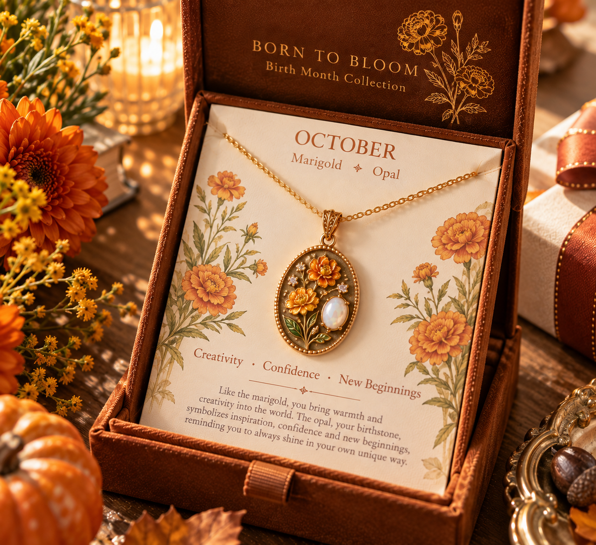 🌸 Born to Bloom™ Birth Month Flower & Birthstone Necklace – A Meaningful Gift for Her