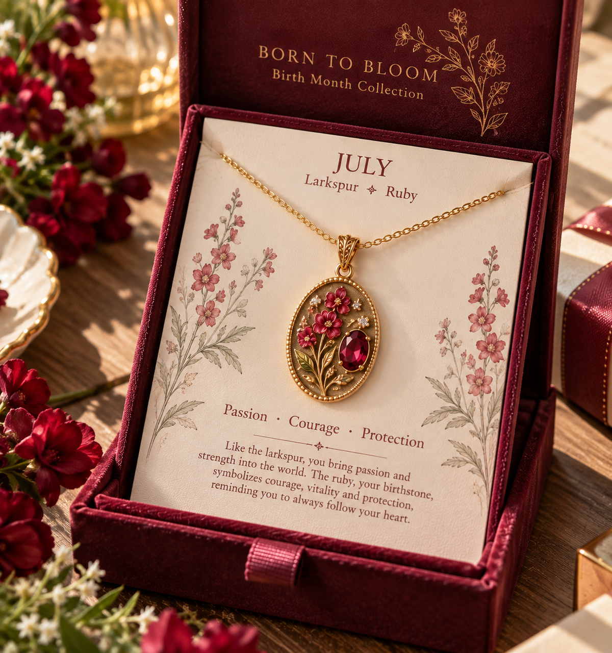 🌸 Born to Bloom™ Birth Month Flower & Birthstone Necklace – A Meaningful Gift for Her