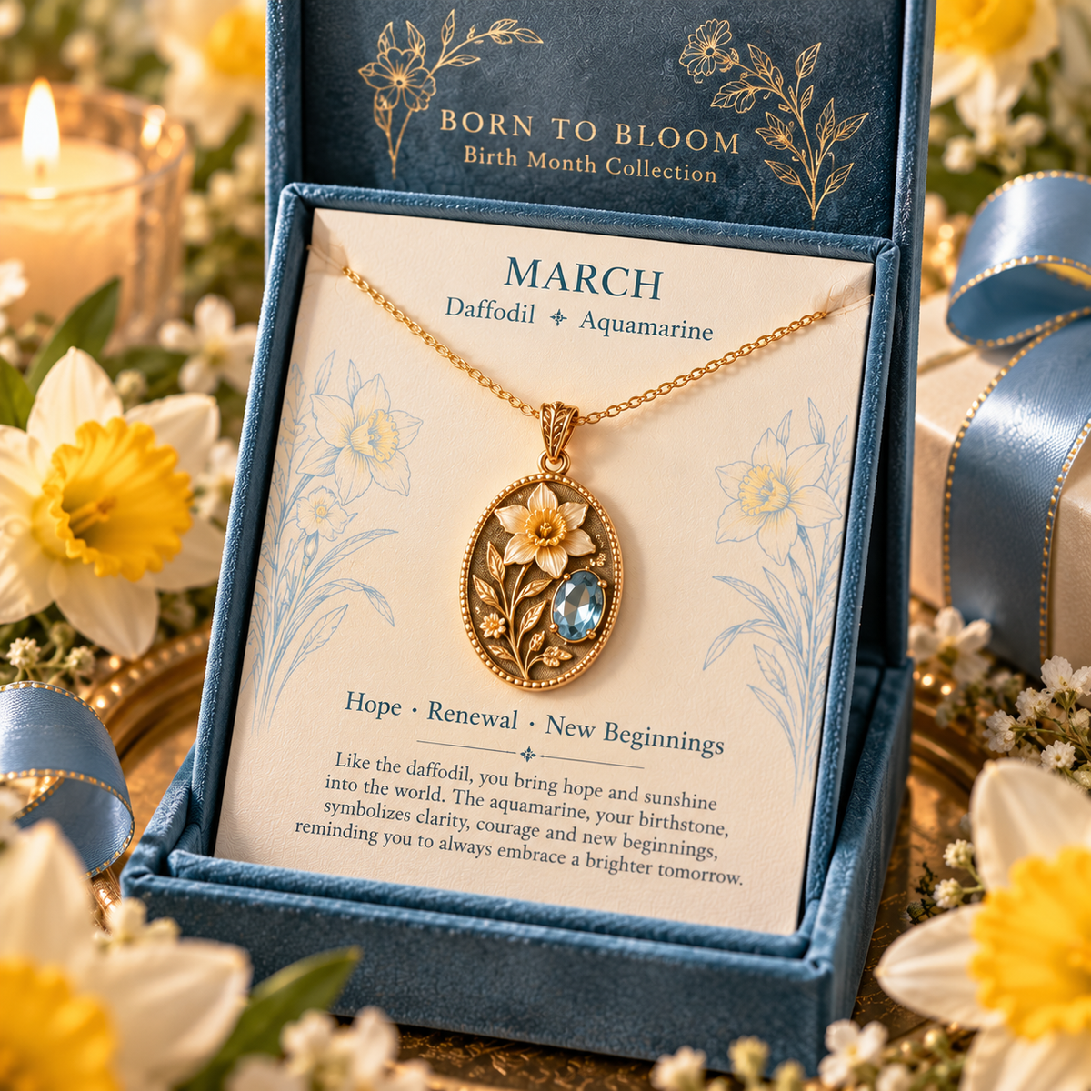 🌸 Born to Bloom™ Birth Month Flower & Birthstone Necklace – A Meaningful Gift for Her