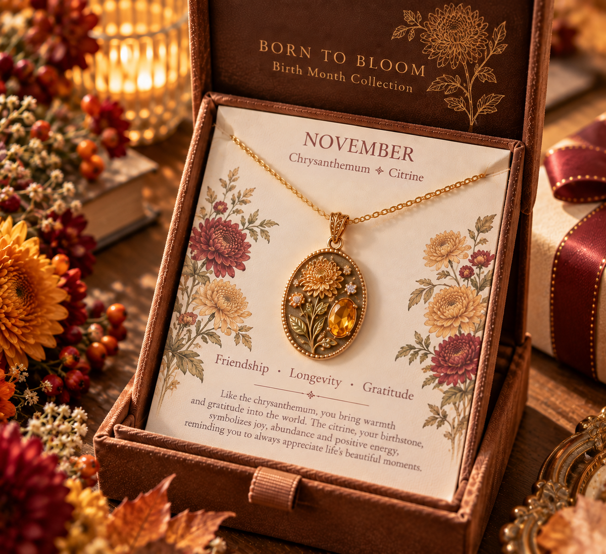 🌸 Born to Bloom™ Birth Month Flower & Birthstone Necklace – A Meaningful Gift for Her