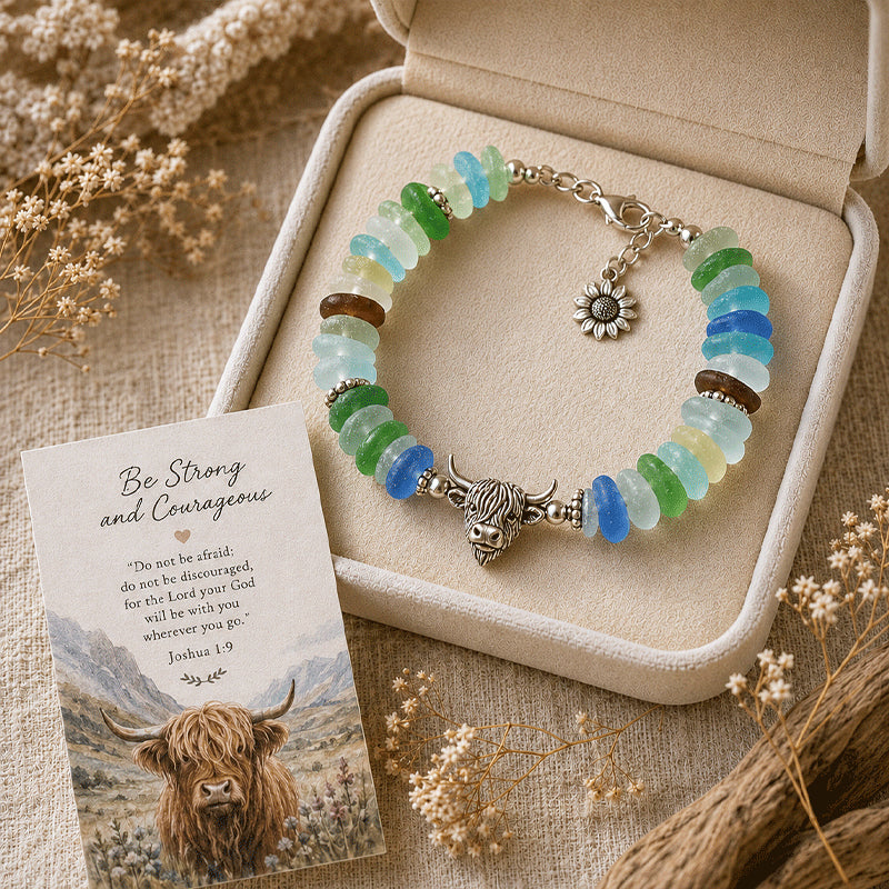 🩵 Sea Glass Blessing Bracelet – A Meaningful Faith-Inspired Gift